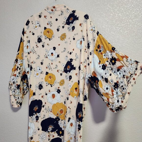 FREE PEOPLE Hidden Hills Maxi Duster Kimono Cardigan Floral Ivory - Picture 5 of 8
